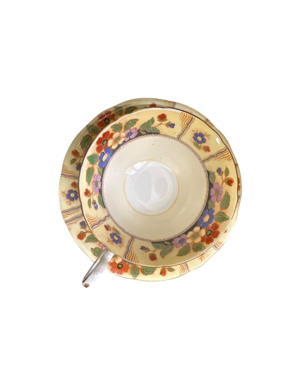 Aynsley Bone China Cup & Saucer With Floral Pattern Made In England Vintage Yell